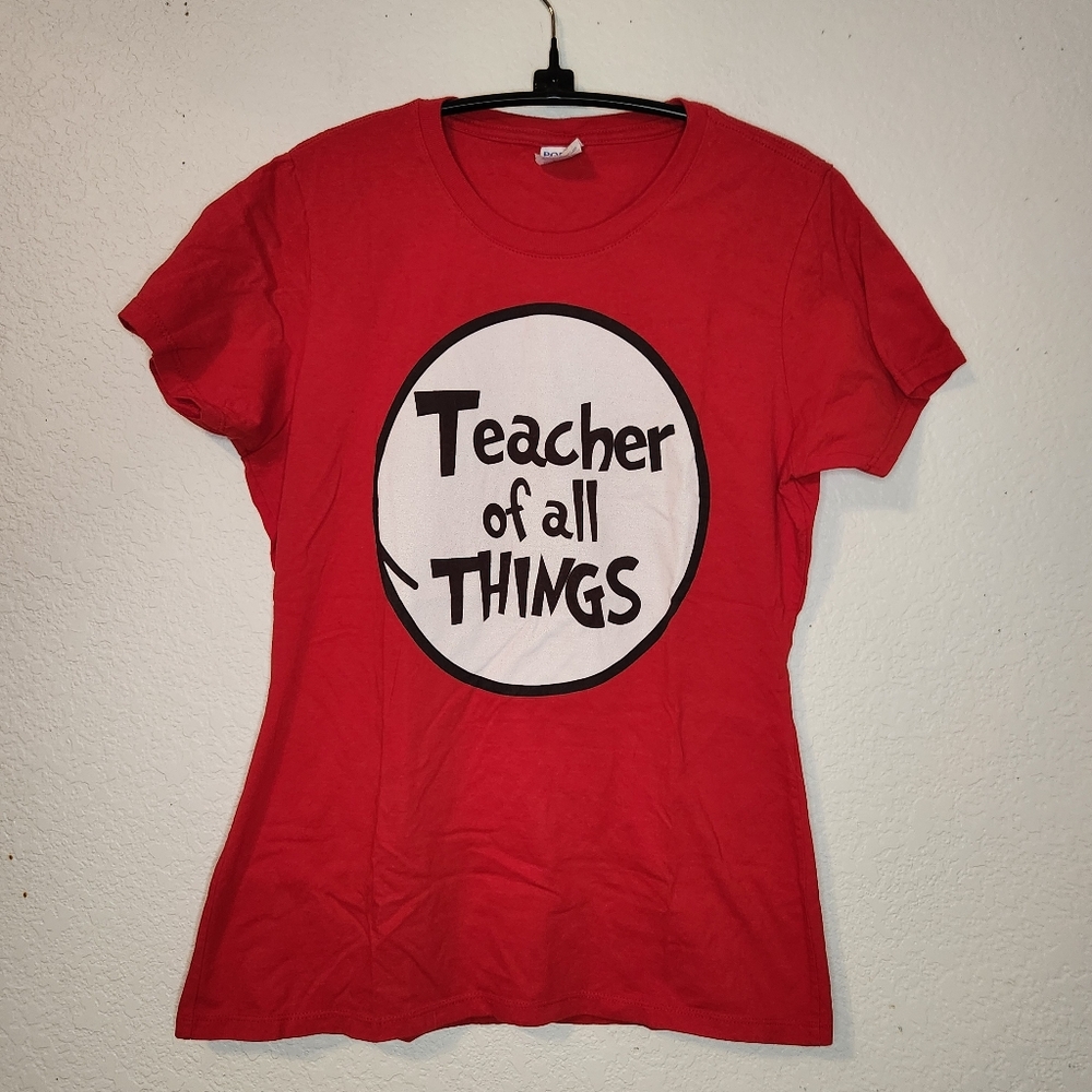 Port and Company Red Graphic Tee - Teacher‎ of All Things, Size M